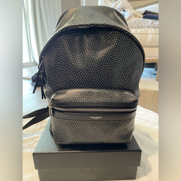 Saint Laurent rare black leather polka dot backpack. Amazing condition! main image 6